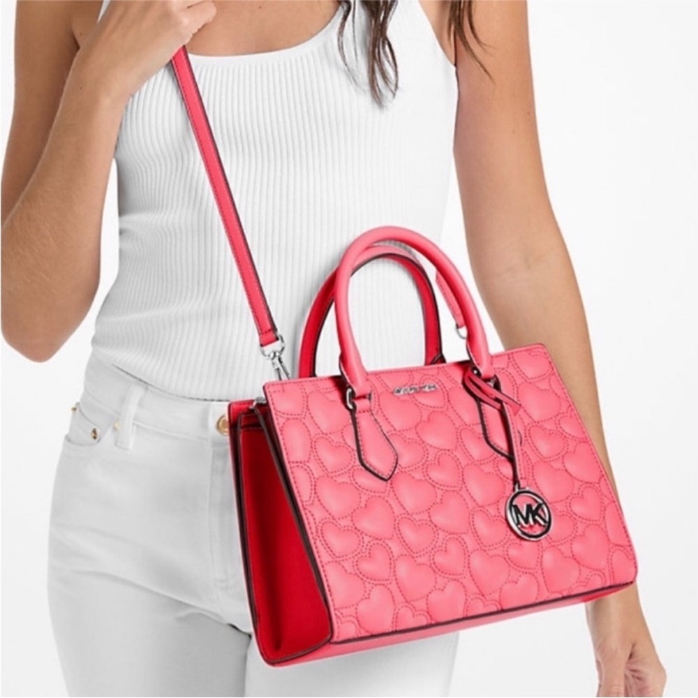 MICHAEL KORS Sheila Medium Heart Embroidered Satchel Crossbody - Picture 2 of 10